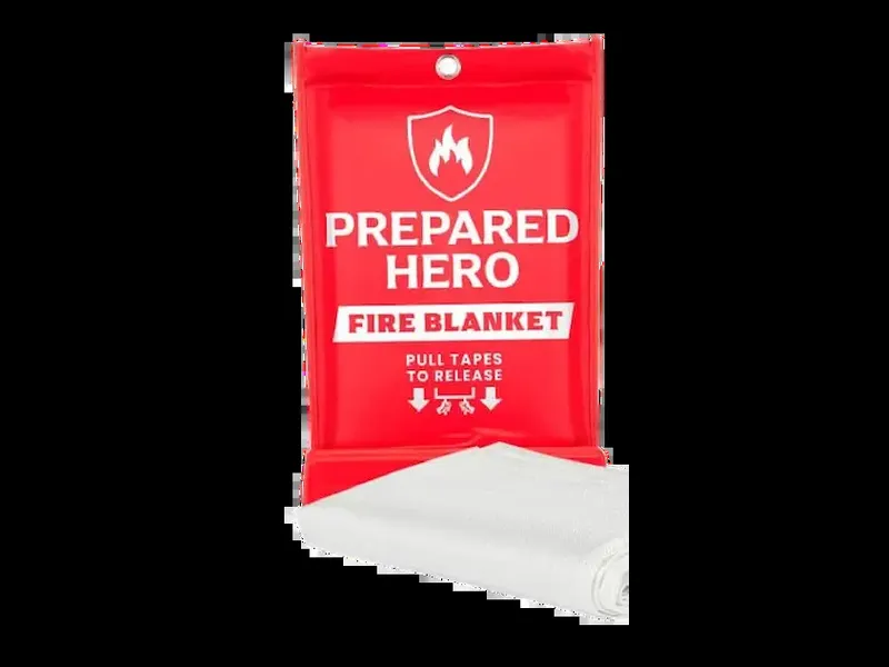 Prepared Hero fire blanket in its red pull-tab pouch